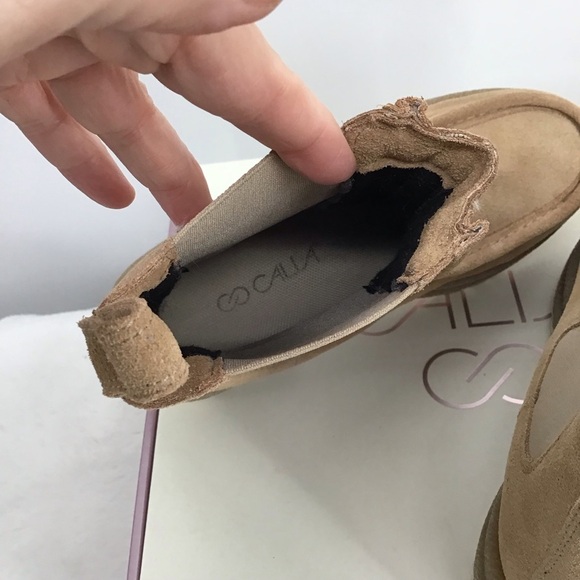 CALIA SAMIE Moc Toe Pull-On Style Suede Leather Boots NWT Tan Winter Size 7 - Picture 10 of 12